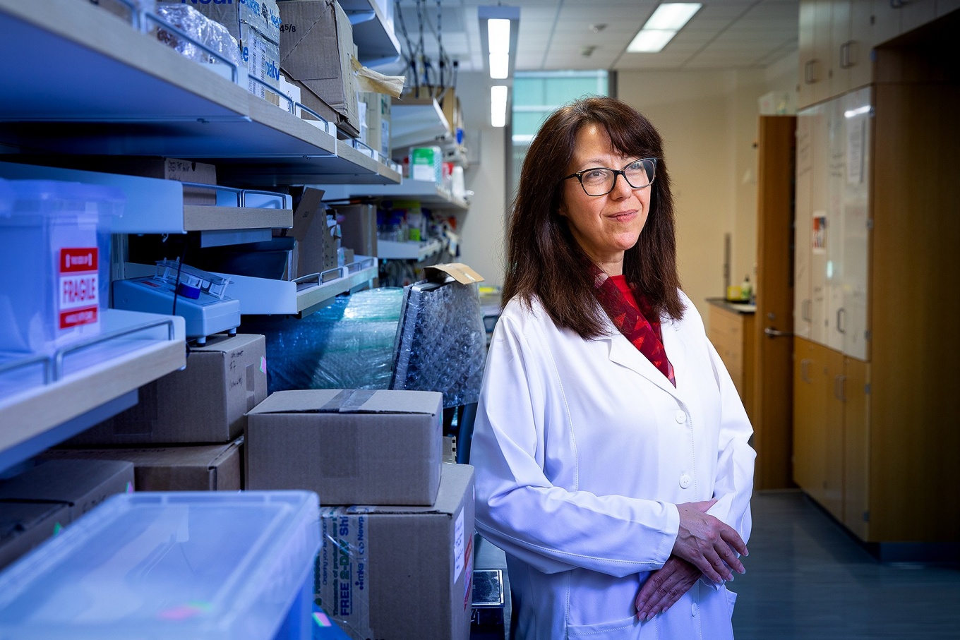 Sandra Kuhlman in the lab. 