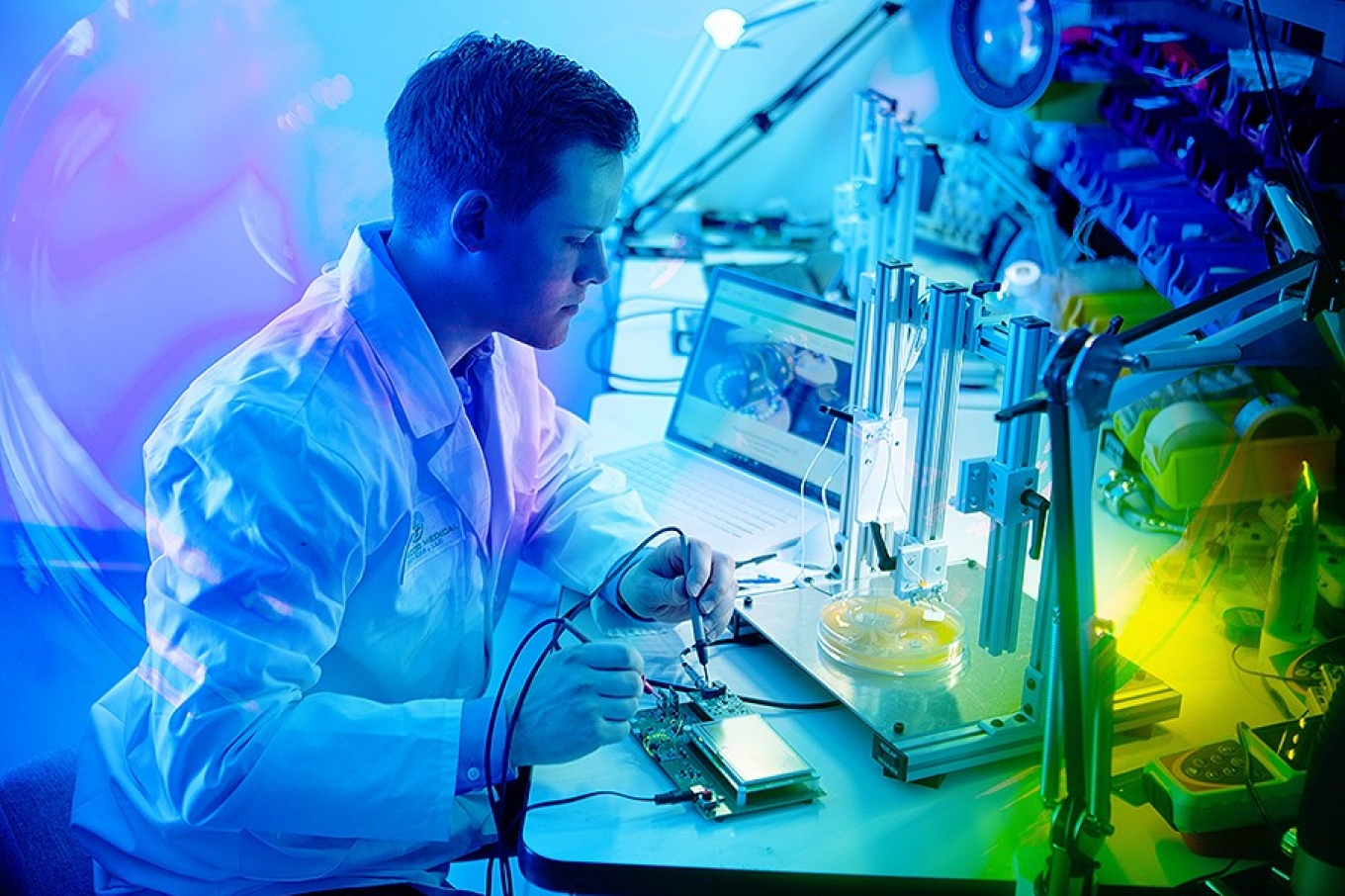 Jackson Hobble, engineering manager at Garwood Medical Devices, in the lab. 