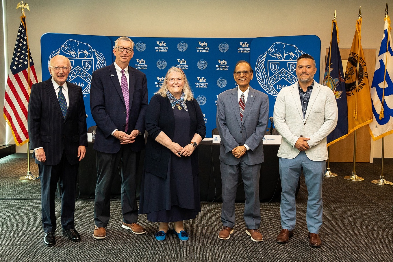 From left, Cris Greene, A. Scott Weber, Connie Constantine, Satish Tripathi, Sam Russo. 