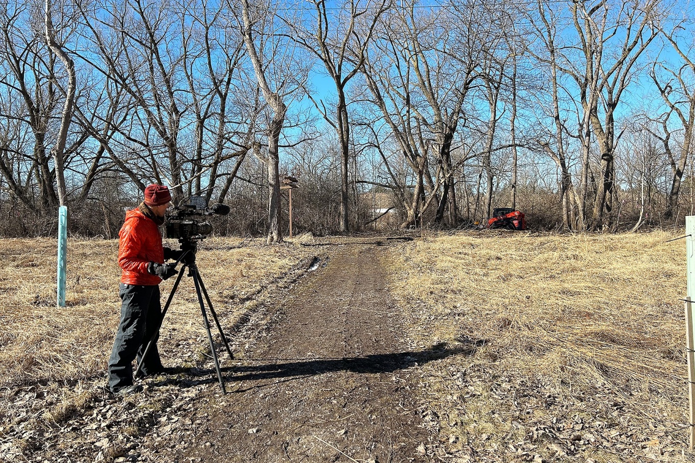 John Fiege filming his experimental project in Buffalo. 