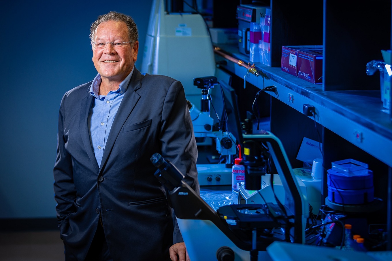 Keith Kirkwood in the lab. 