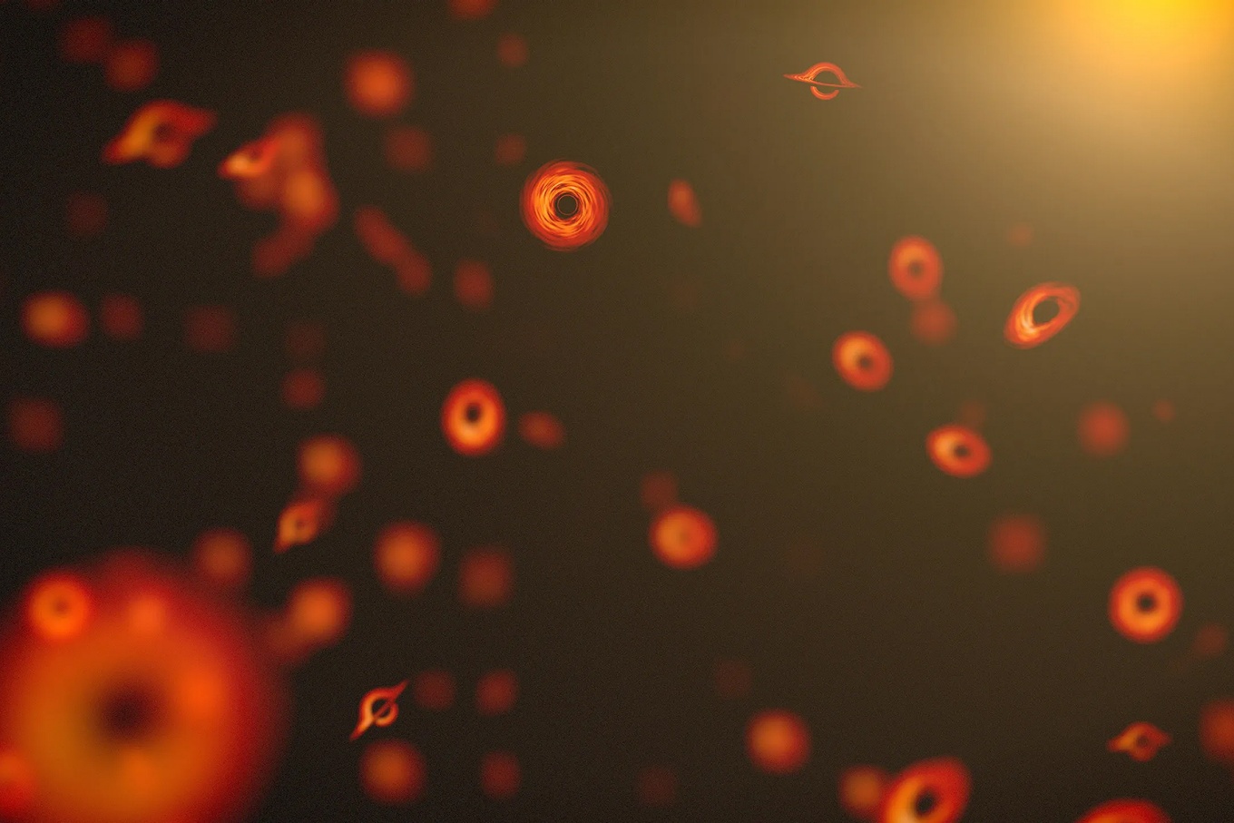 An illustration of small primordial black holes. 