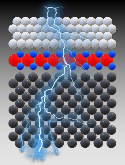 Diagram of 2D materials in combination with silicon conducting electricity in a more efficient way. 