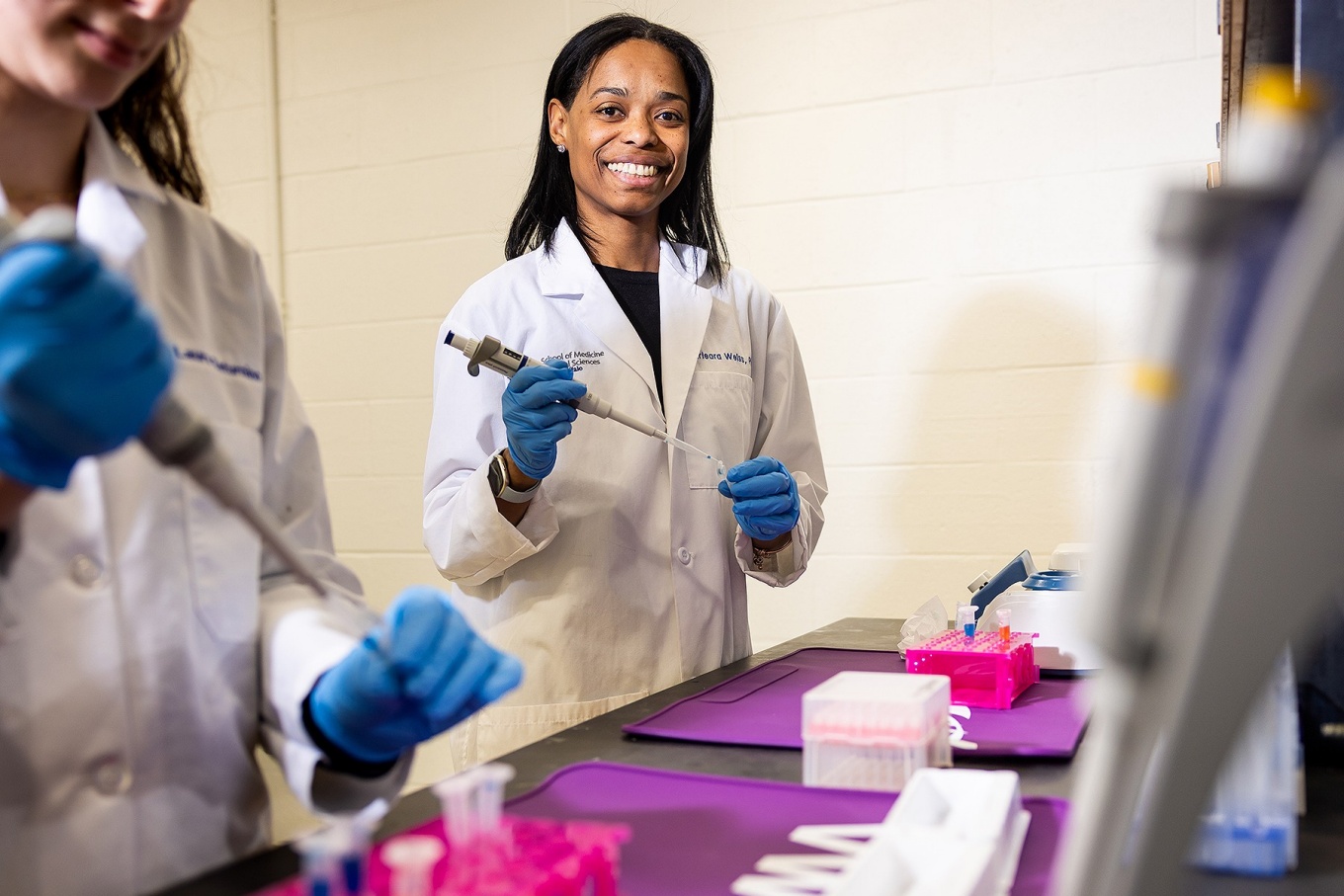 Carlera Weiss pictured in a Farber Hall lab. 