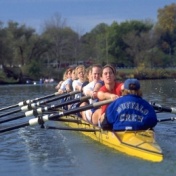 Buffalo Women's Crew team rowing. 